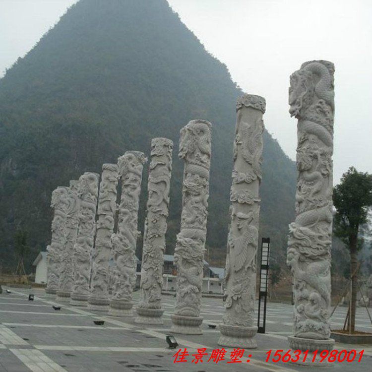 公园景区龙柱石雕