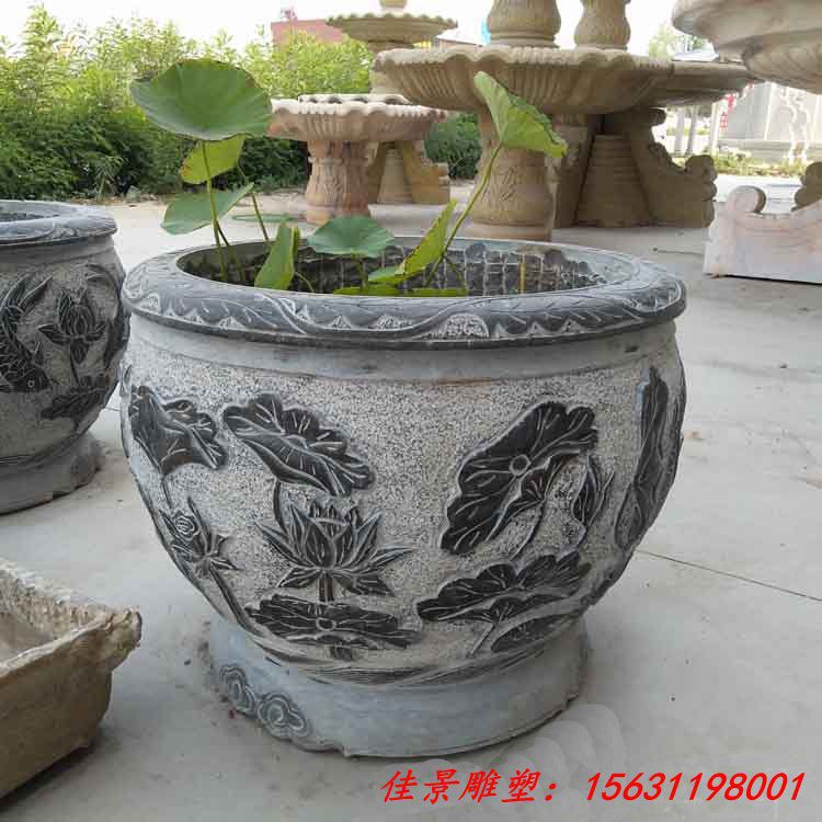 仿古青石水缸石雕
