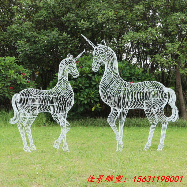 不锈钢镂空独角兽雕塑