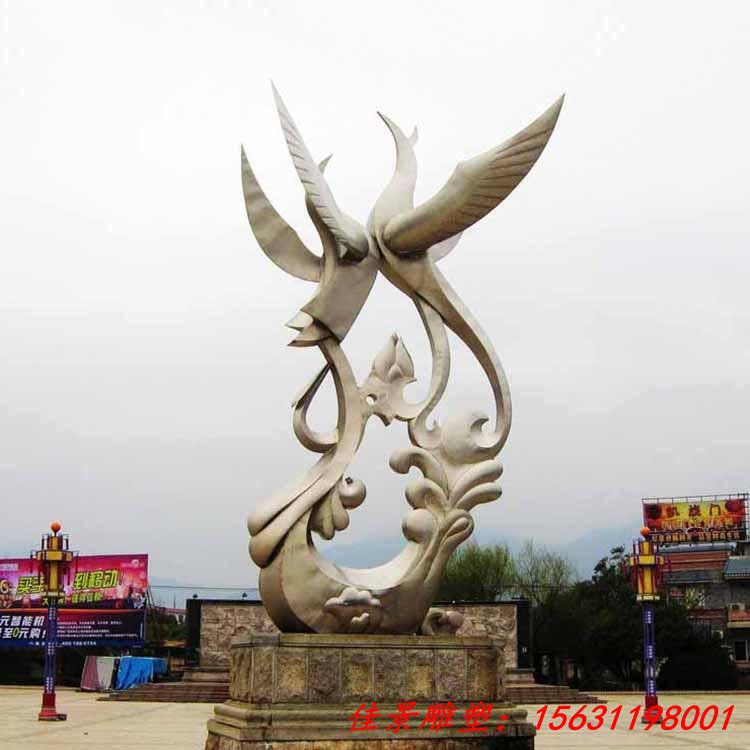 不锈钢抽象动物仙鹤雕塑