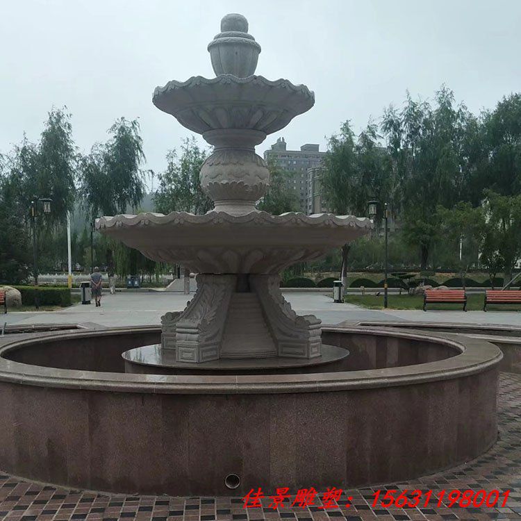 风水球大型石雕喷泉