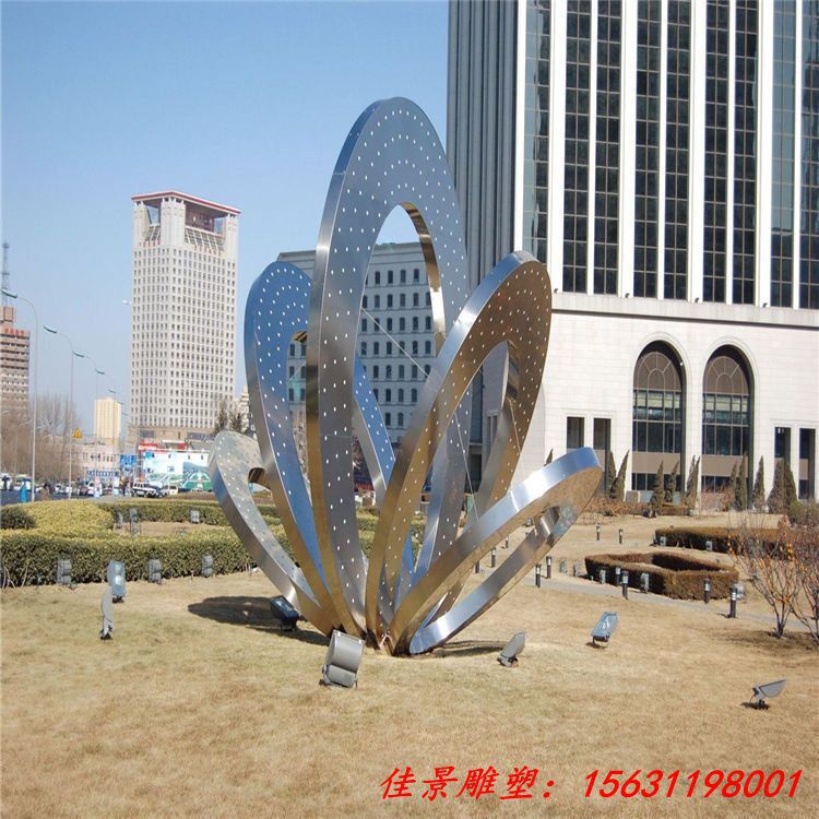 不锈钢抽象灯光花朵雕塑
