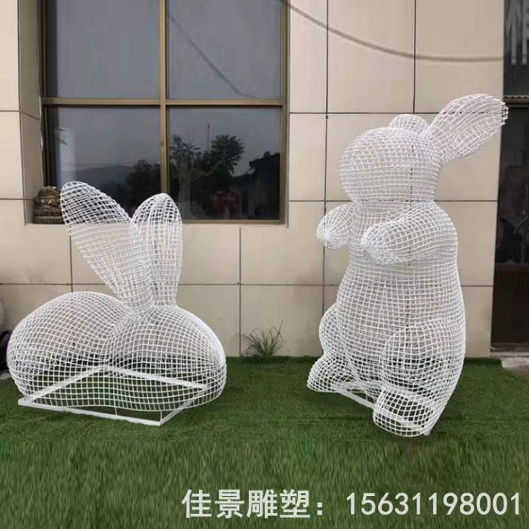 镂空兔子不锈钢雕塑