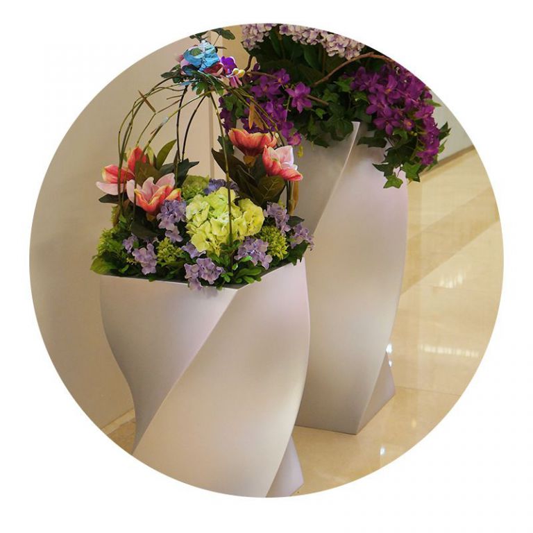 不锈钢花盆标志景观雕塑