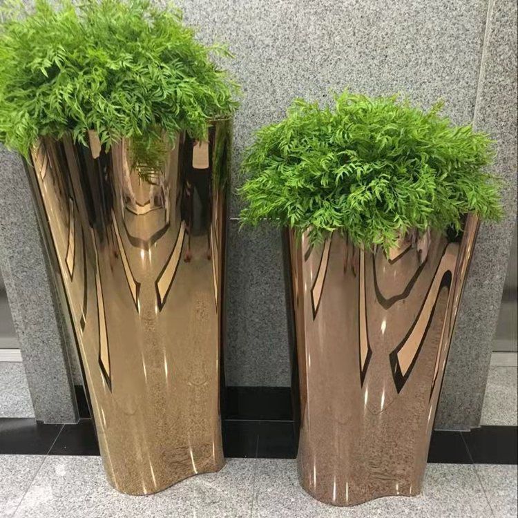 不锈钢花盆商场景观雕塑