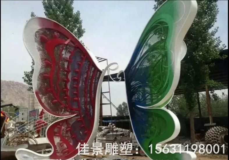 公园不锈钢彩绘蝴蝶雕塑