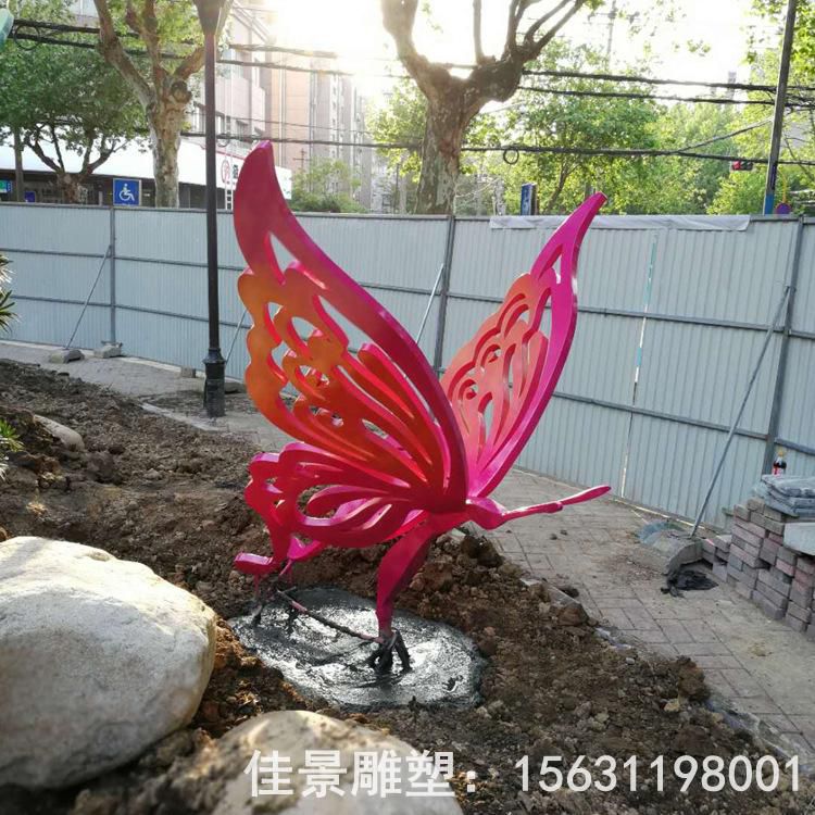 城市不锈钢彩绘蝴蝶雕塑