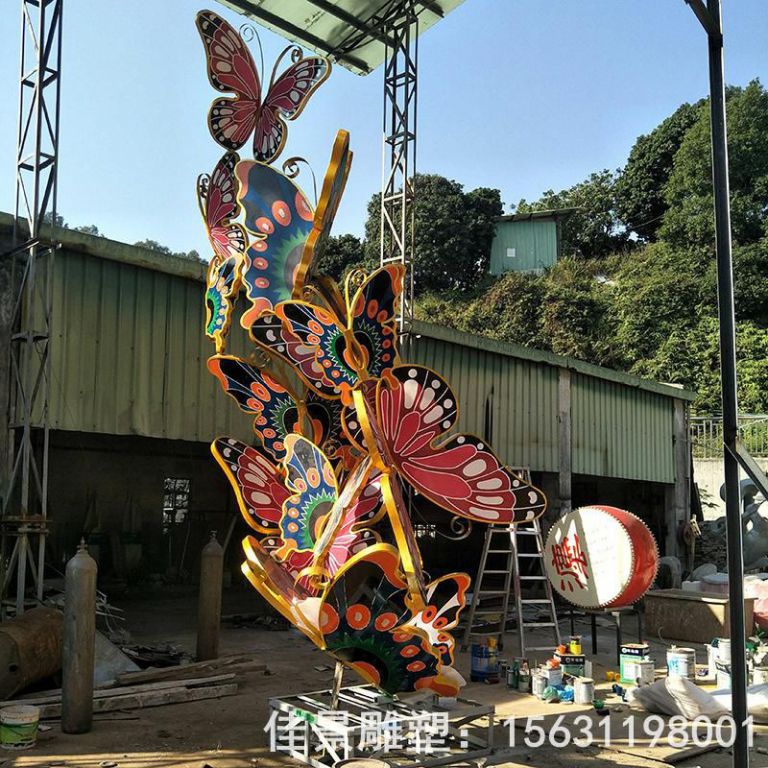 庭院不锈钢彩绘蝴蝶雕塑