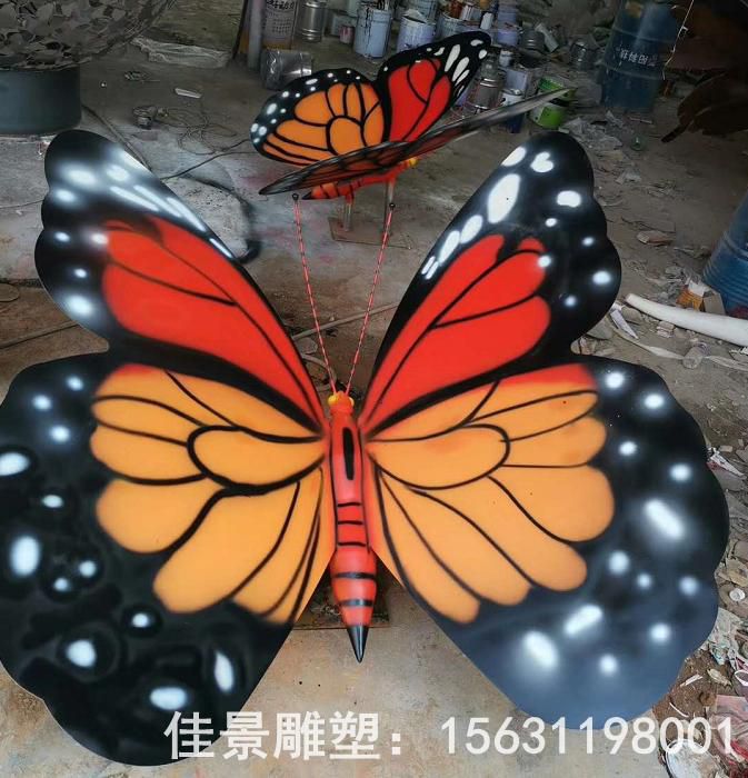 户外不锈钢彩绘蝴蝶雕塑