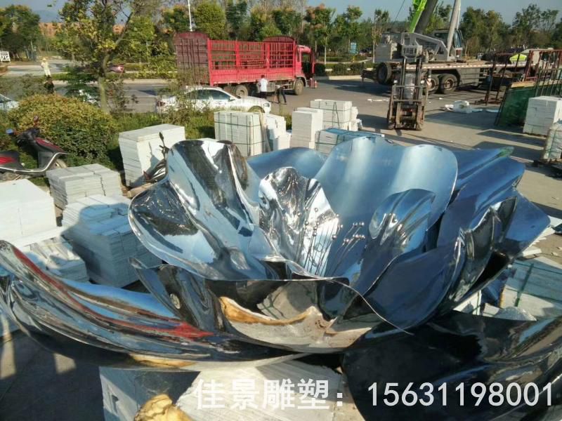 荷花景观镜面不锈钢雕塑