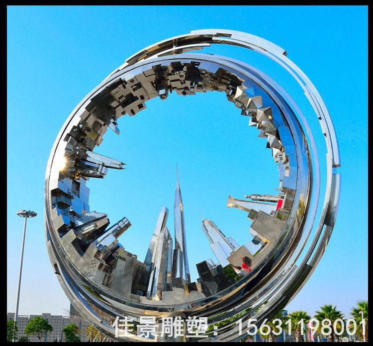 抽象不锈钢镜面标志雕塑