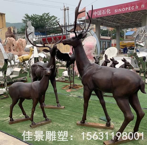 群鹿景观动物铜雕