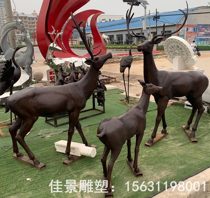 群鹿动物景观铜雕