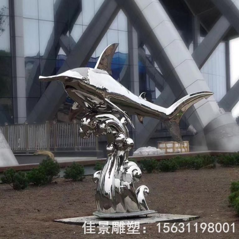 镜面不锈钢标志海浪雕塑