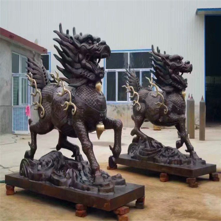 麒麟别墅景观铜雕