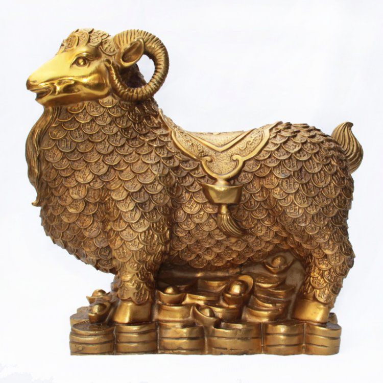 金色羊园林动物铜雕