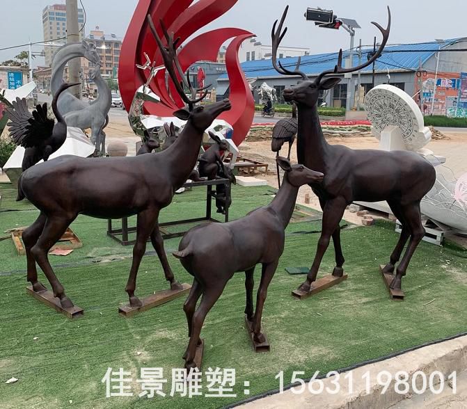 抽象鹿动物抽象铜雕