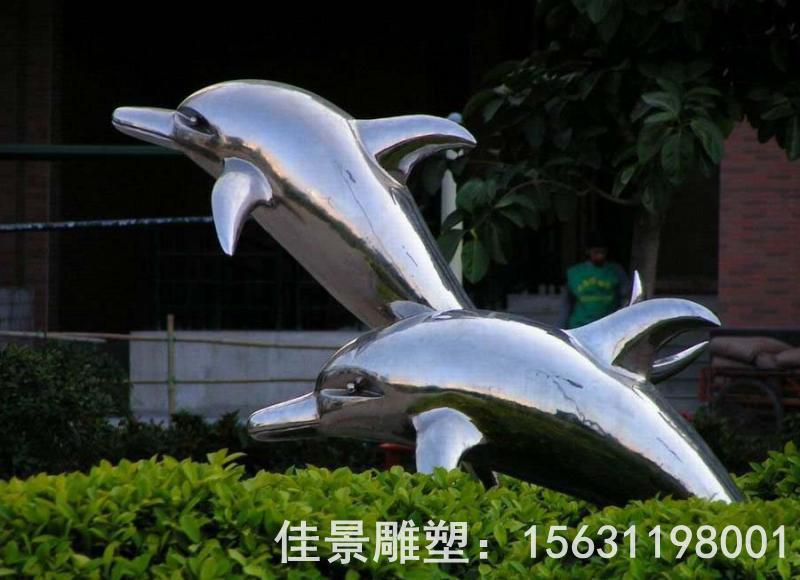 跳跃海豚不锈钢广场雕塑