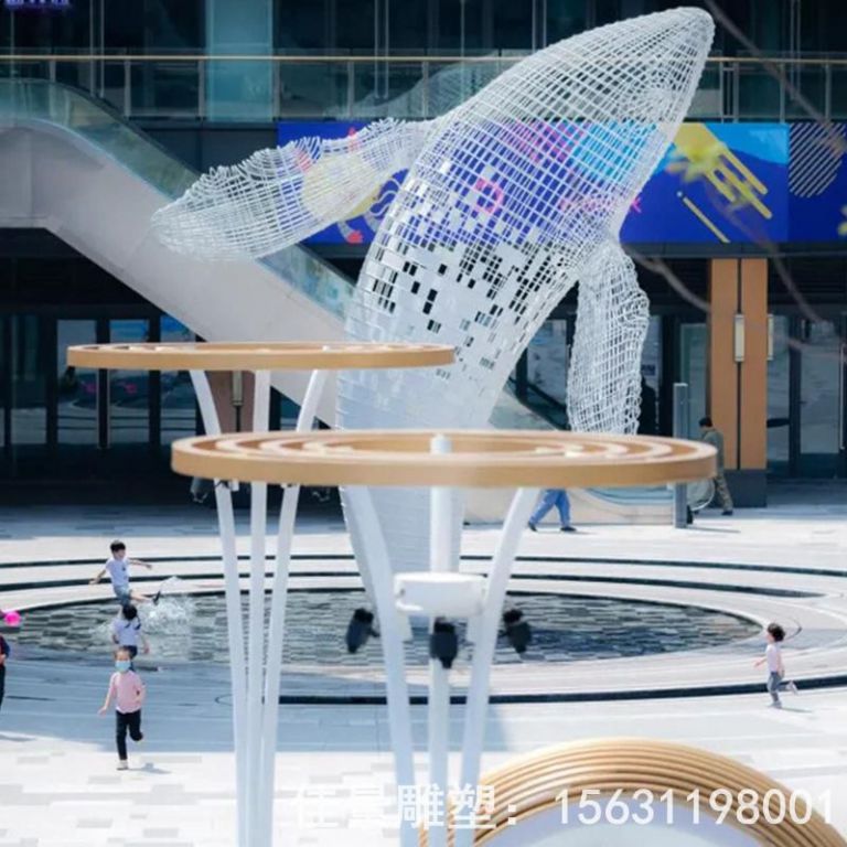 镂空海豚不锈钢动物雕塑