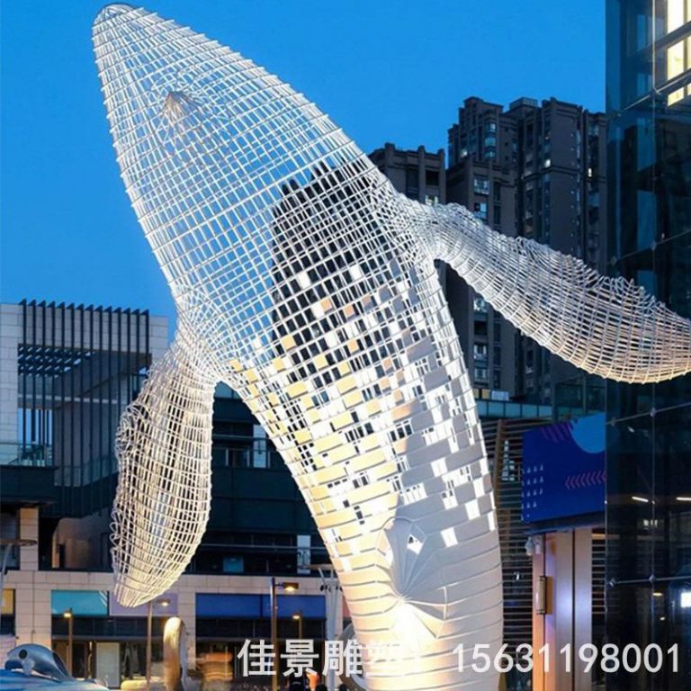 镂空海豚彩绘不锈钢雕塑