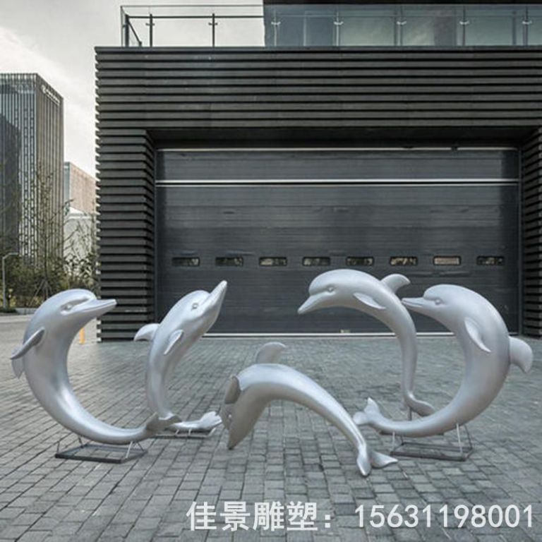 抽象海豚不锈钢户外雕塑