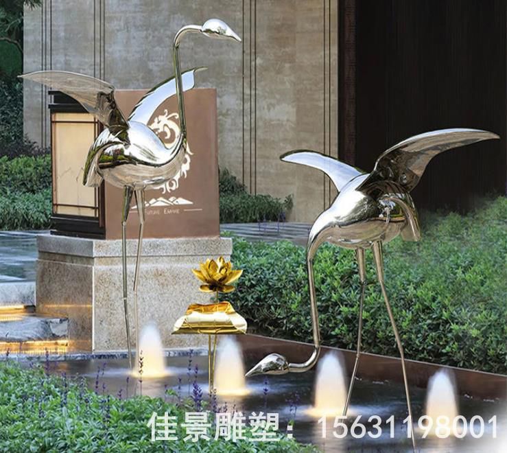 展翅火烈鸟不锈钢雕塑