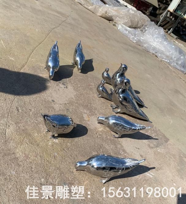 镜面鸽子不锈钢标志雕塑