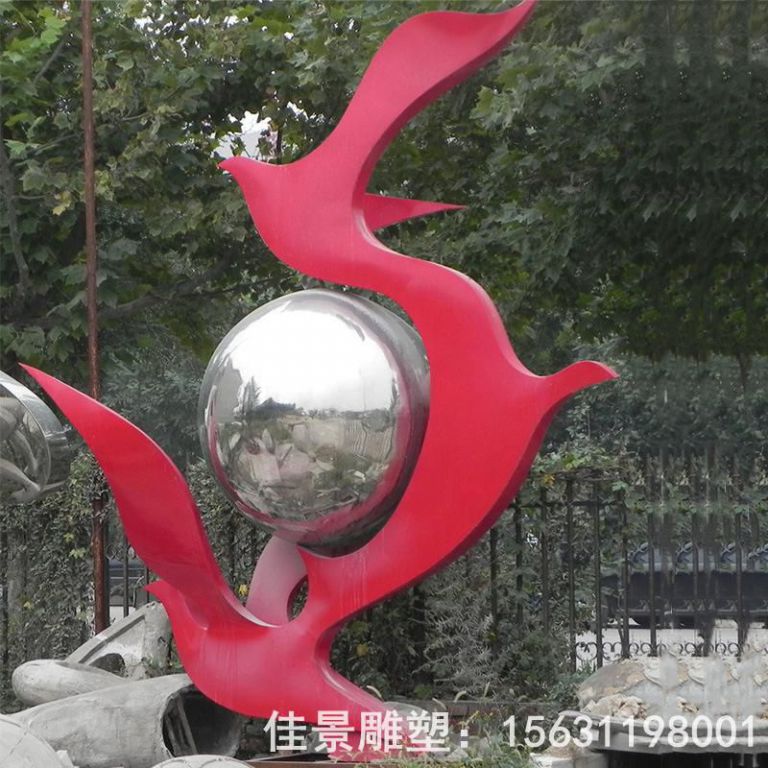 彩绘鸽子不锈钢景观雕塑