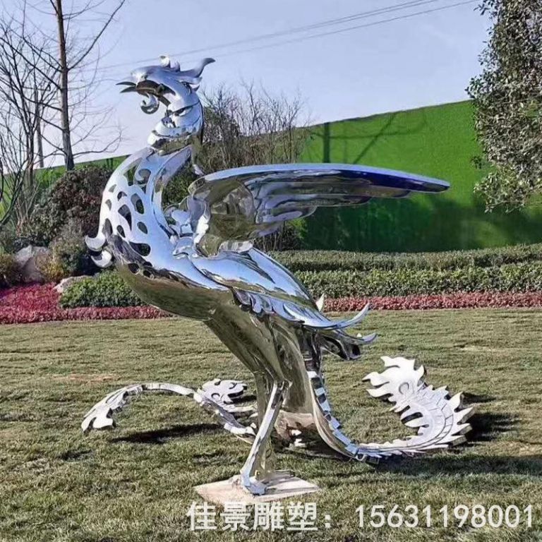 镜面标志凤凰不锈钢雕塑