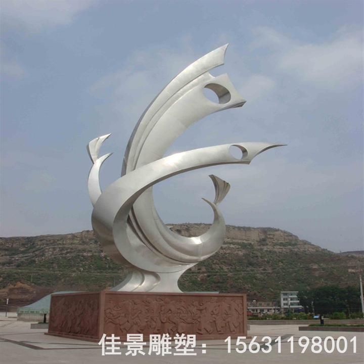 镜面凤凰标志不锈钢雕塑