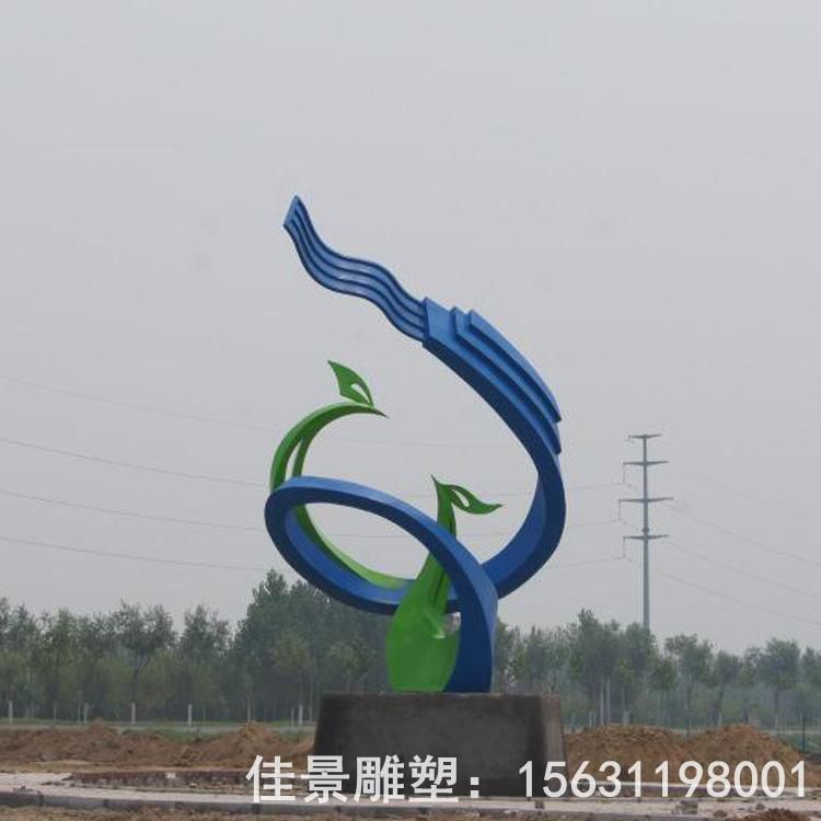 彩绘抽象凤凰不锈钢雕塑