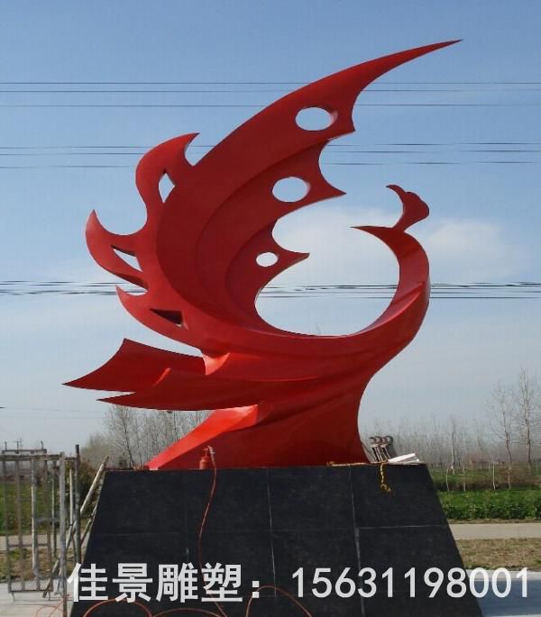 彩绘抽象凤凰不锈钢雕塑