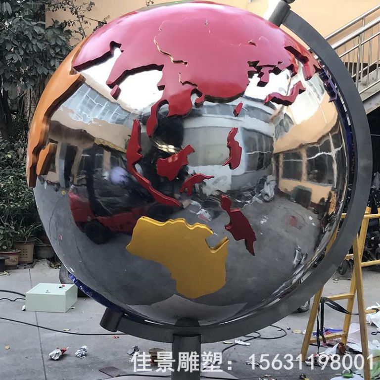 镜面地球仪户外不锈钢雕塑