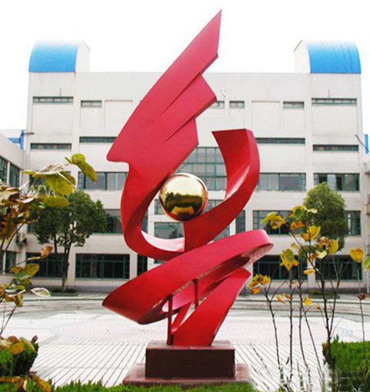 红色标志不锈钢庭院雕塑
