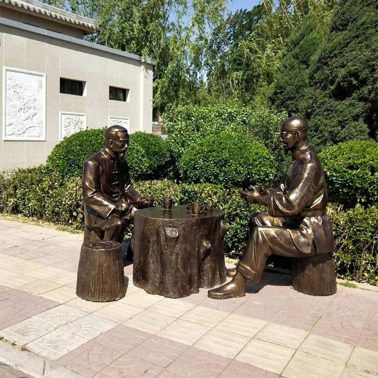 茶文化广场小品人物铜雕