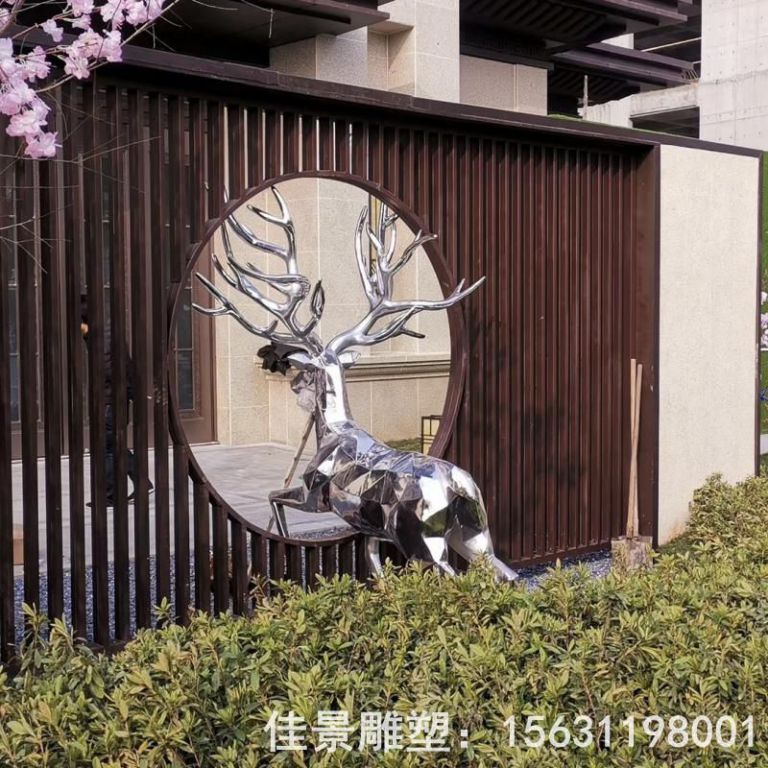 抽象小鹿不锈钢动物雕塑