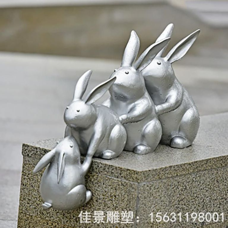抽象兔子不锈钢雕塑
