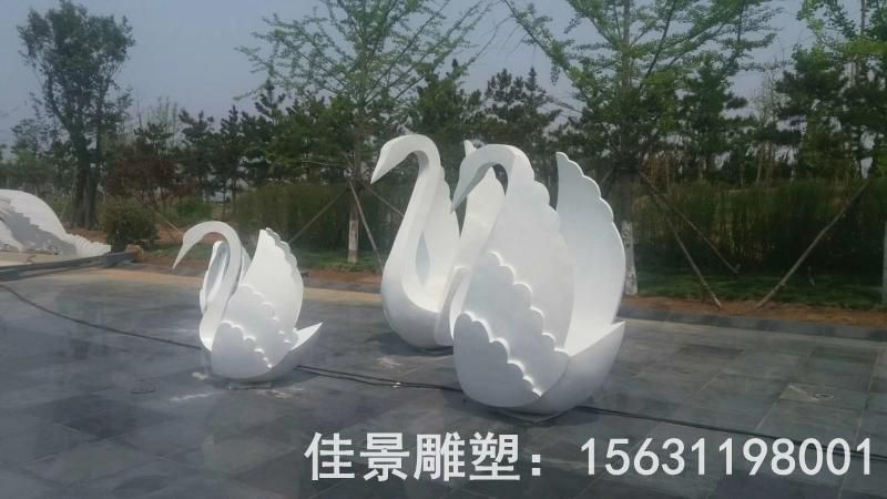 天鹅花盆景观不锈钢雕塑