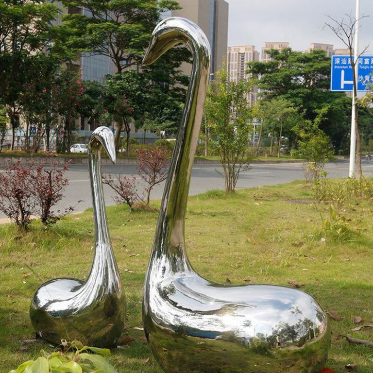 镜面天鹅不锈钢动物雕塑