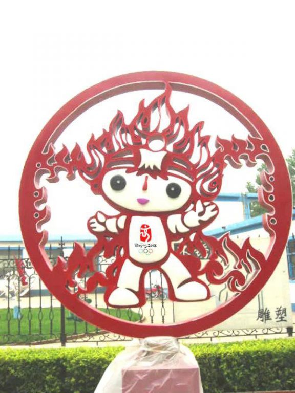彩绘福娃标志不锈钢雕塑