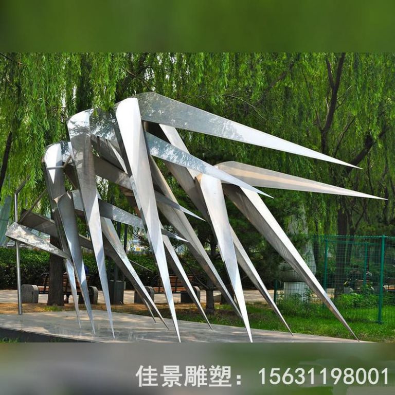 不锈钢凤竹镜面标志雕塑