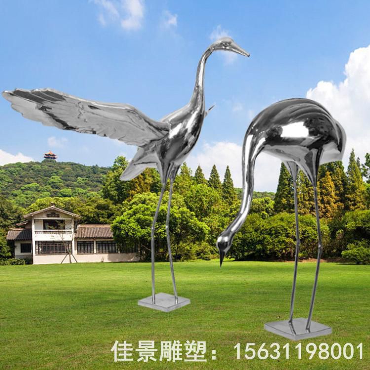 情侣仙鹤动物不锈钢雕塑