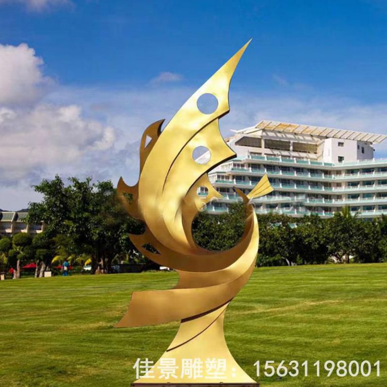 校园不锈钢金色凤凰雕塑