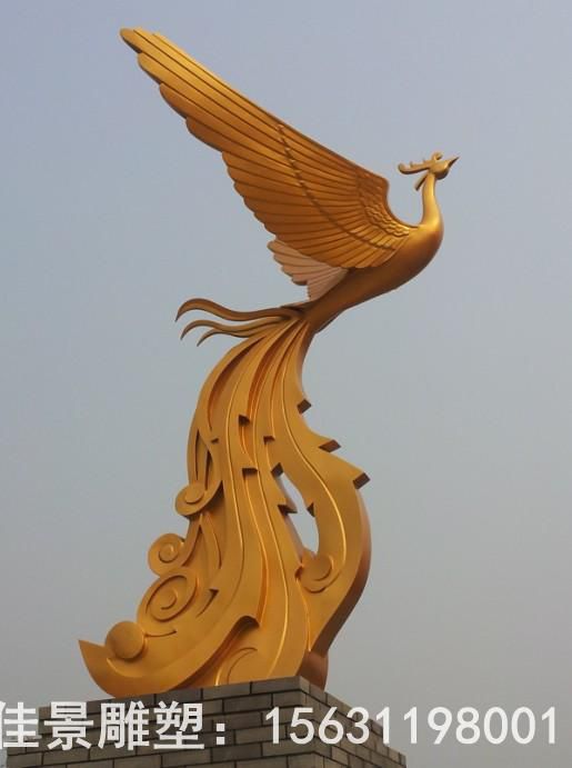 不锈钢商场金色凤凰雕塑