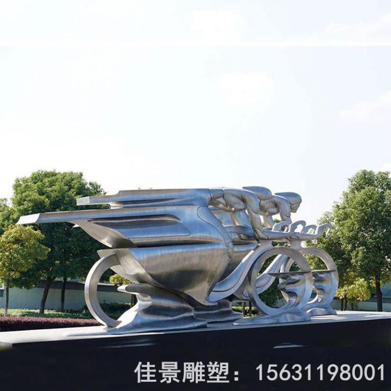不锈钢镜面自行车景区雕塑