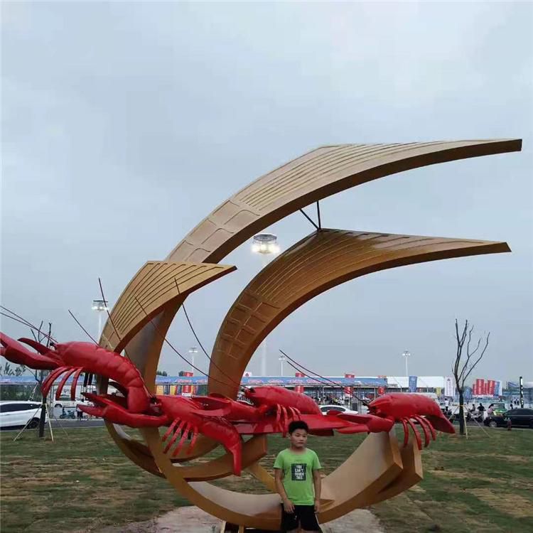 彩绘海浪广场不锈钢雕塑