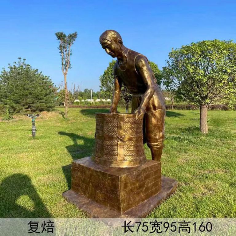 城市街头烘茶人物铜雕