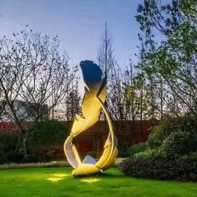 不锈钢彩色羽毛广场雕塑