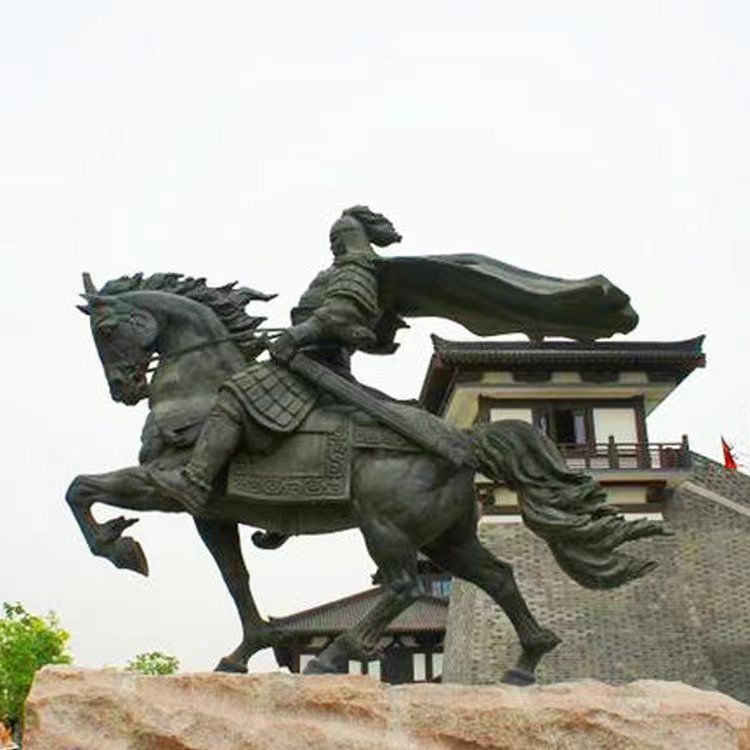 古代人物骑马景观铜雕