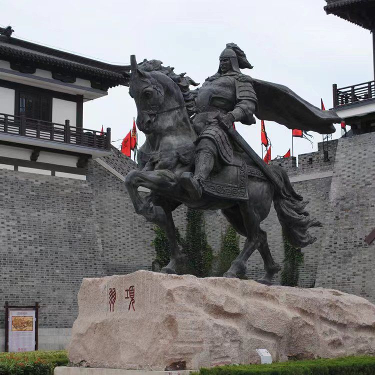 古代人物骑马车铜雕